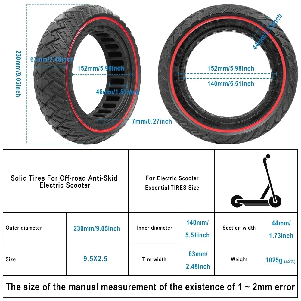 Pneu Sólido TOCBEUU 9.5x2.5-6.1 Para Scooter NIU KQi3 - Off-road Sem Câmara