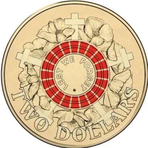 

Australia 2015 2 Yuan Color Commemorative Coin Remember Red Circle Brand New
