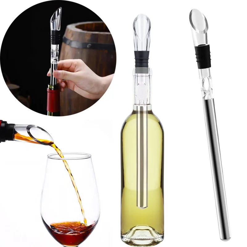 Ice Wine Chiller Rushed Ice Bucket Stainless Steel Barware Wine Pourer Bottle Stick Rapid Iceless Perfect Kitchen Bar Accessorie