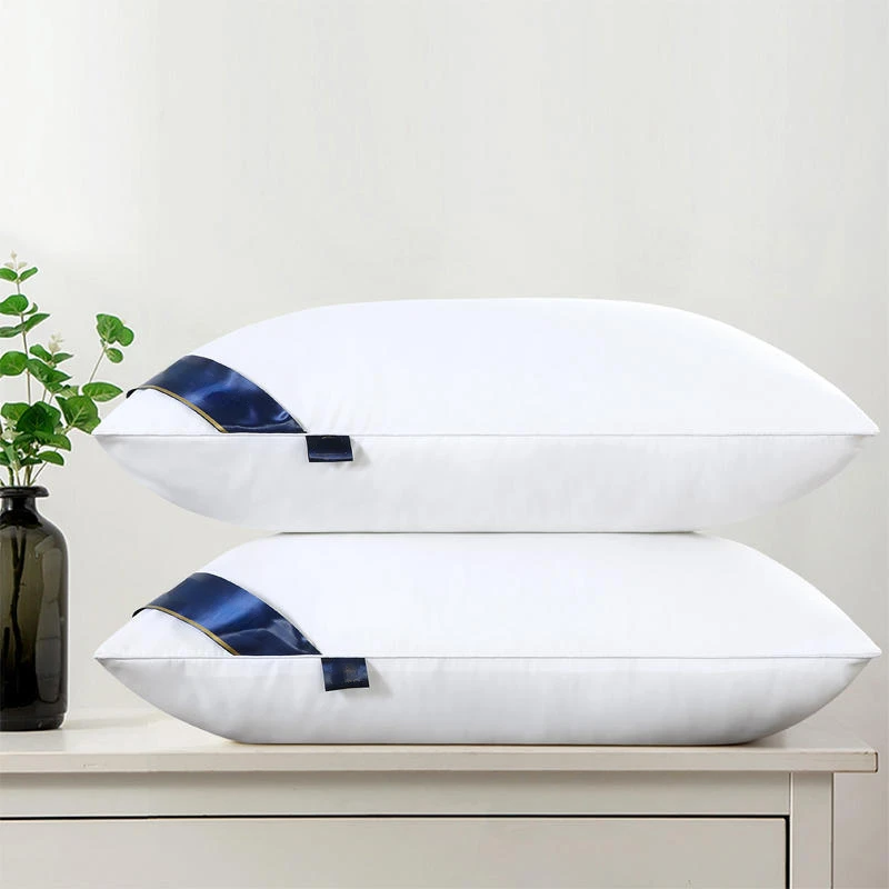 

100% Cotton Pillow Bedroom Bed Sleep Middle-high Pillow Core Frosted Thickened Machine Wash Quilt Cover White