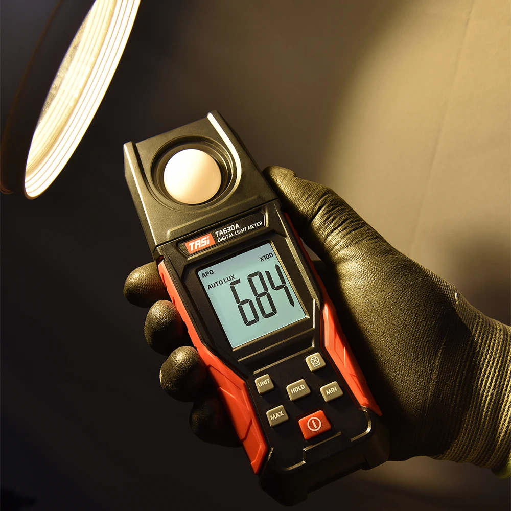 TASI Digital Light Meter Illuminance Lux Meter Record LCD Display 0~200000 Measurement Range Flexible Sensor Light Tester digital light meter