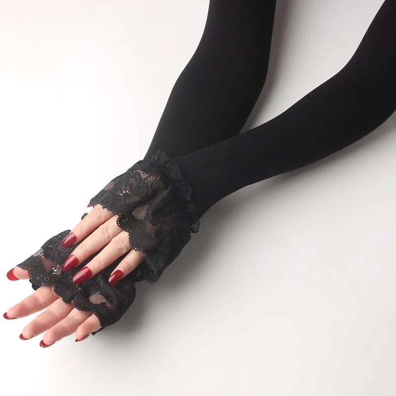 Summer Sunscreen Lace Half Sleeve UV Protection Ice Silk Arm Sleeves Lady Driving Cycling Long Gloves Hand Protector Cover