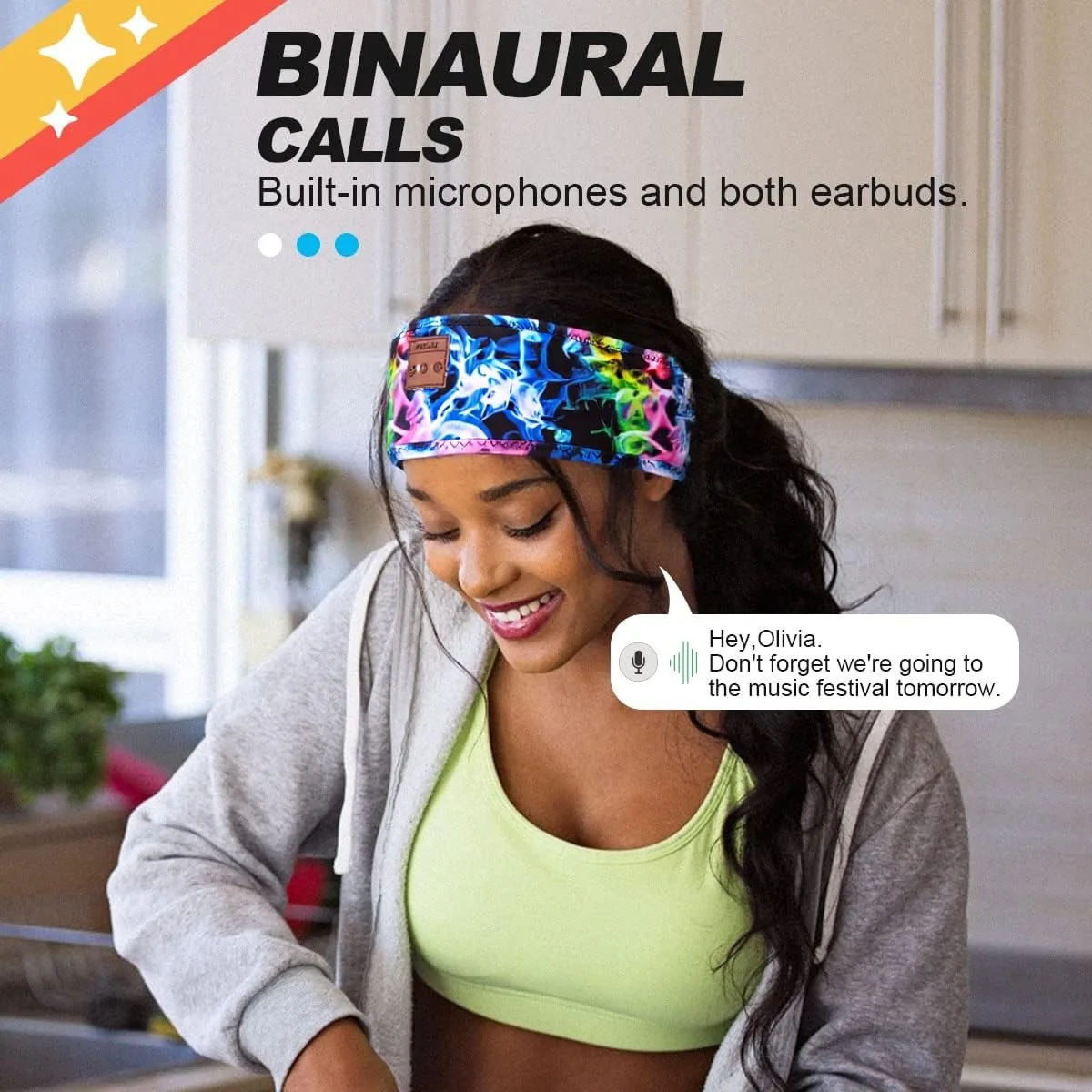 Dazzling Colors Wireless Bluetooth Headband Earphones Sports Headphones Elastic Headband Music Sleeping Mask Bluetooth Headset 6