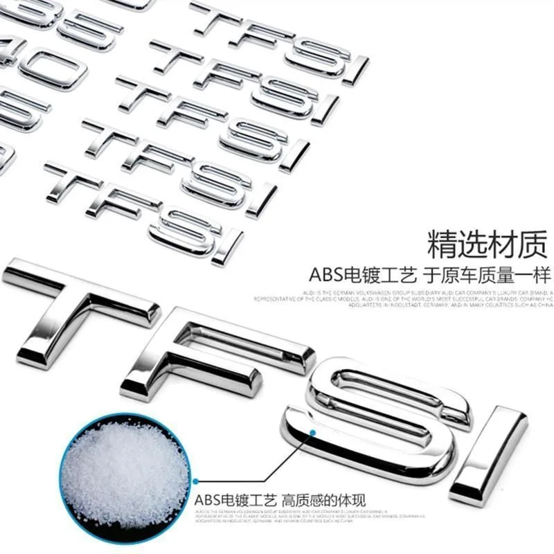 아우디 A1 A3 A4 A5 A6 A6L A7 A8 S3 S6 Q3 Q5 Q7 TT S RS용 3D 크롬 광택 블랙 ABS TDI TFSI 자동차 후면 엠블럼 스티커