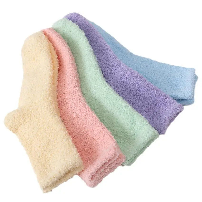 Women's Dopamine Solid Color Plush Warm Socks Set - 5 Pairs