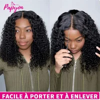 200% Density Perruque Bob Bouclé Water Wave Sans Colle Pour Femme de Fermeture en  Bouclée Dentelle 4x4 Perruque Ready To Wear 5