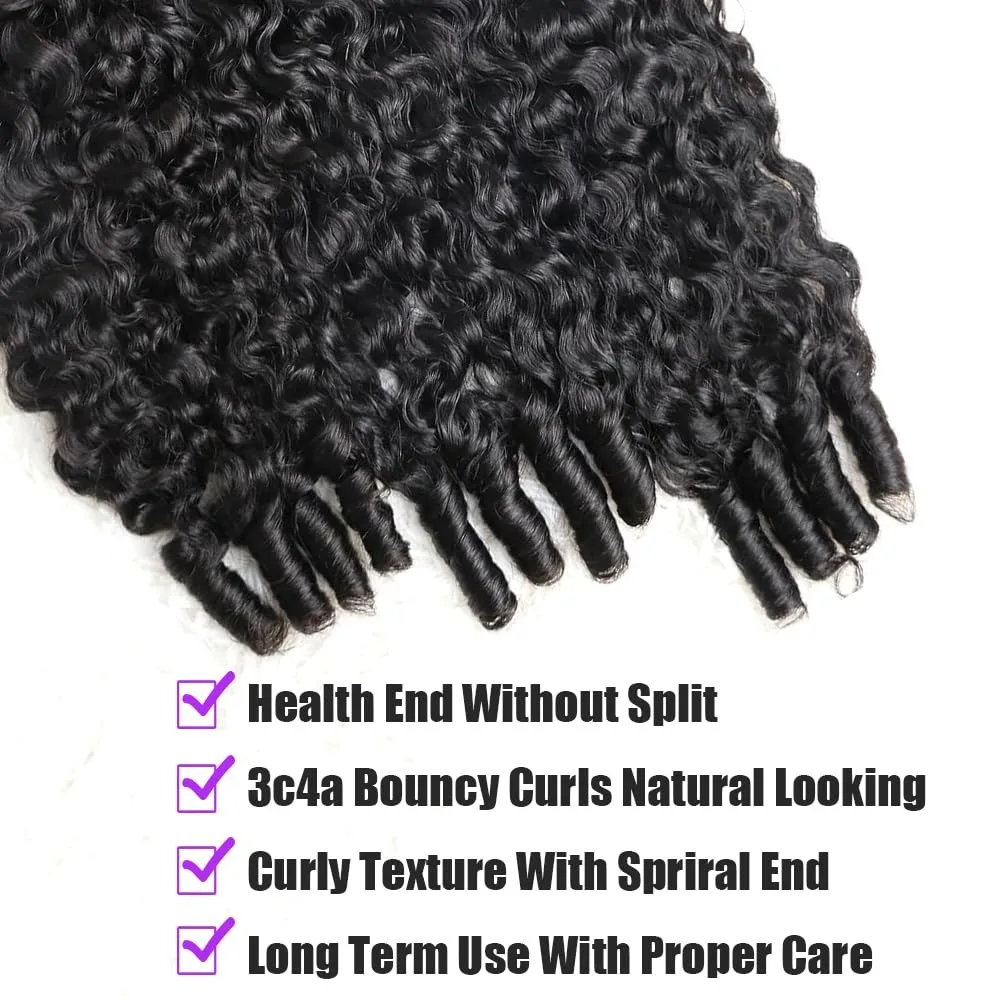 Extension per Capelli Ricci Birmani # Capelli Umani Vergini Brasiliani 1B Nero Naturale 14 Pollici per Donne di Colore - immagine 2