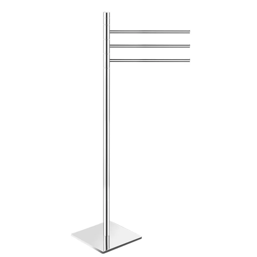 Brass Vertical towel rack Floor movable rotating towel bar bathroom folding floor stand rack