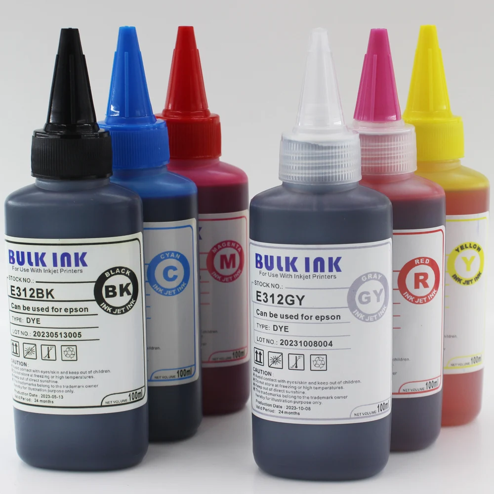 6 x 100ML Refill Ink kit For Epson XP-15000 XP15000 XP15010 XP15080 EP-50VA printer ink cartridge and ciss dye ink kit ink refill kit inkjet printer ink ink cartridge refill kit