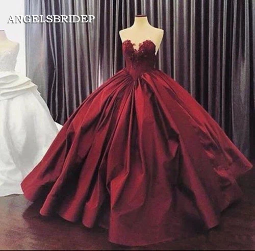 

ANGELSBRIDEP Sweet 16 Burgundy Ball Gown Quinceanera Dresses 2023 Sweetheart Applique Vestidos De 15 Ano Princess Party Gowns