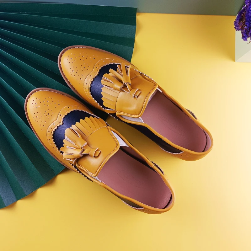 Women Oxford Shoes Leather Summer Platform Flat Casual Spring Vintage