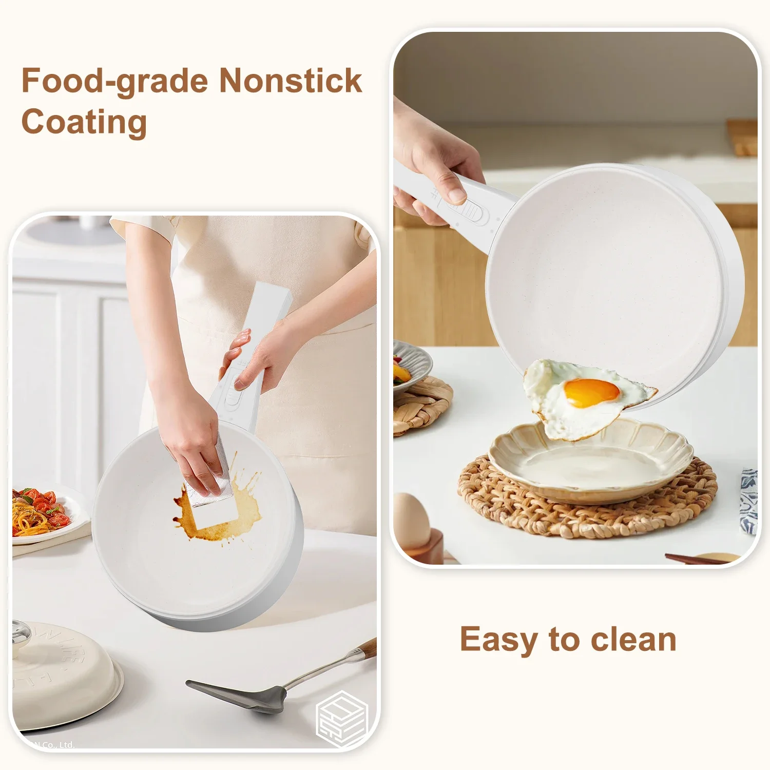 Hot Pot Electric with Steamer, Non-Stick Fryer Pan, 1.5L Rapid Noodles Electric Pot for Steak, Soup with Power Adjustment