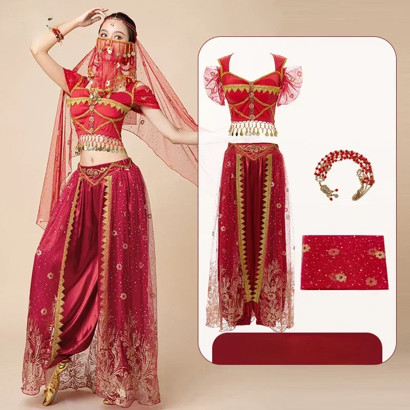 Han and Tang Chinese Style Performance Suit for Women Aladdin Jasmine Princess Belly Dance Practice Costume chinese traditional costumes women costume set dance dress