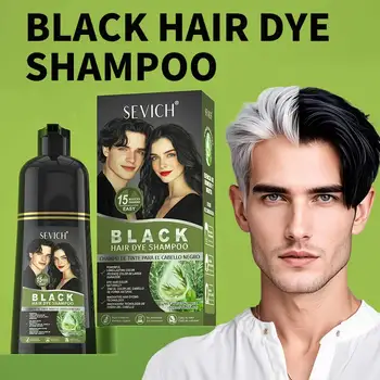 Shampoo colorante per capelli neri al rosmarino 500ml Shampoo colorante istantaneo per capelli a base di erbe fai da te da grigio a nero per donne e uomini