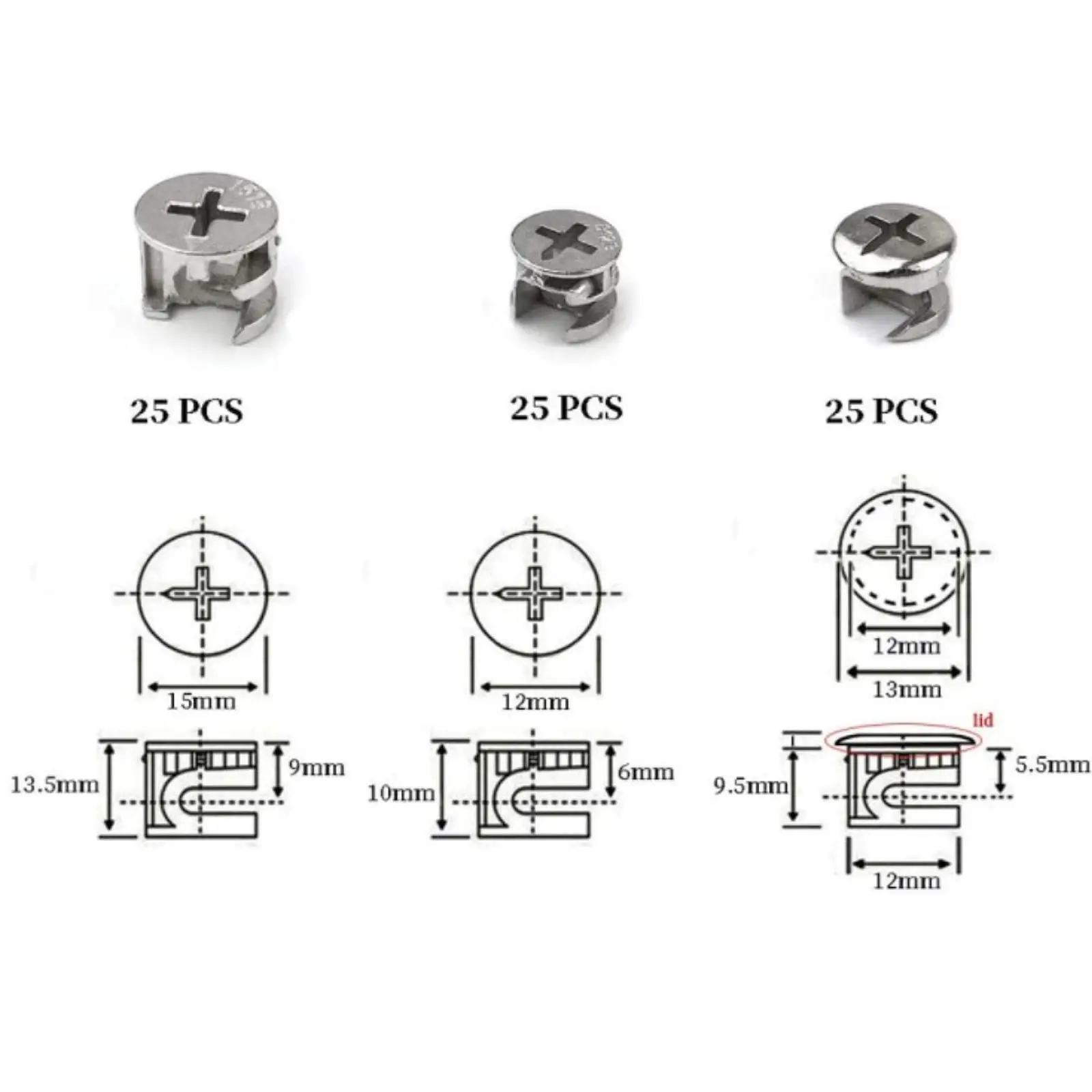 Furniture Connecting cam Fittings Furniture cam Lock Nut Eccentric Wheel Nut Connecter for Drawer Dresser Wardrobe