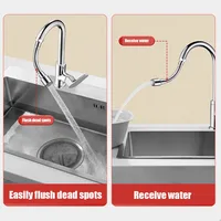 สแตนเลสสากล 1080 °   หมุนก๊อกน้ํา Sprayer สําหรับห้องครัวอ่างล้างหน้าขยายก๊อกน้ํา Bubbler TAP Splash หัวฉีด 3