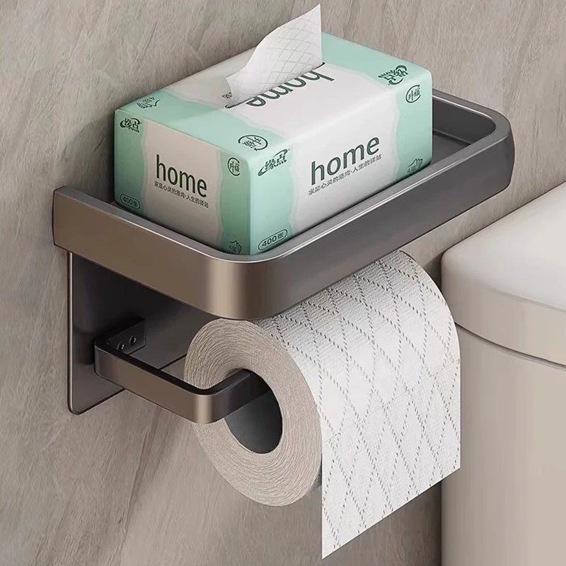Wall Mounted Stainless Steel Toilet Paper Holder Self Adhesive Bathroom Tissue Roll