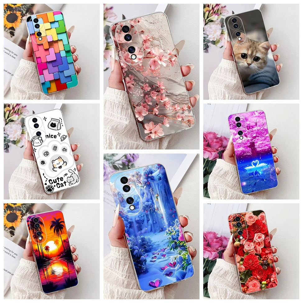 Clear Aesthetic Cute Cat & Flowers Soft Phone Case - Fashionable and Fun Design