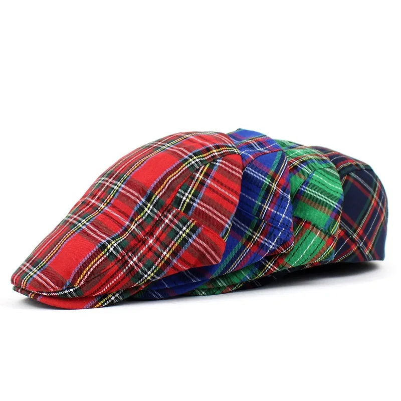 Spring Autumn Hats Adjustable Plaid Beret Hats Men Women Unisex Plain Berets Hat Peaked Cap Casual Forward Caps beret hat woolen beret casual hat