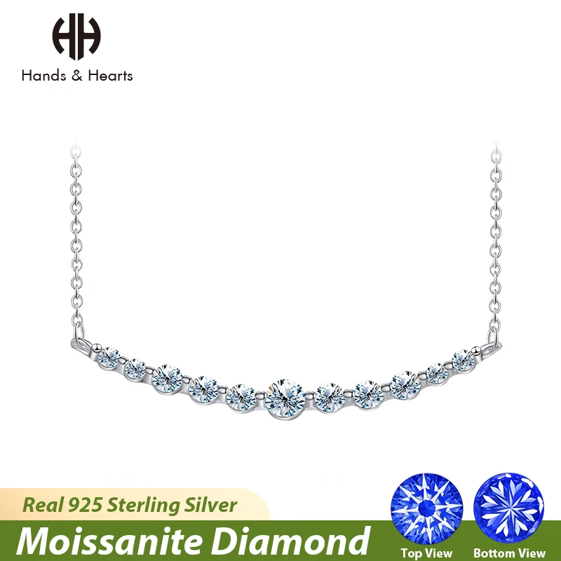 

H & H Moissanite Diamond Wedding Smile Necklace for Woman 925 Sterling Silver Chain Plated 18k White Gold Luxury Designer Jewely