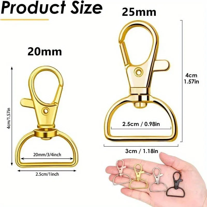 10pcs Swivel Clasp Lanyard Snap Hooks Keychain Clip Hook Metal Lobster Claw Clasps for Lanyard Key Rings Crafting Purse