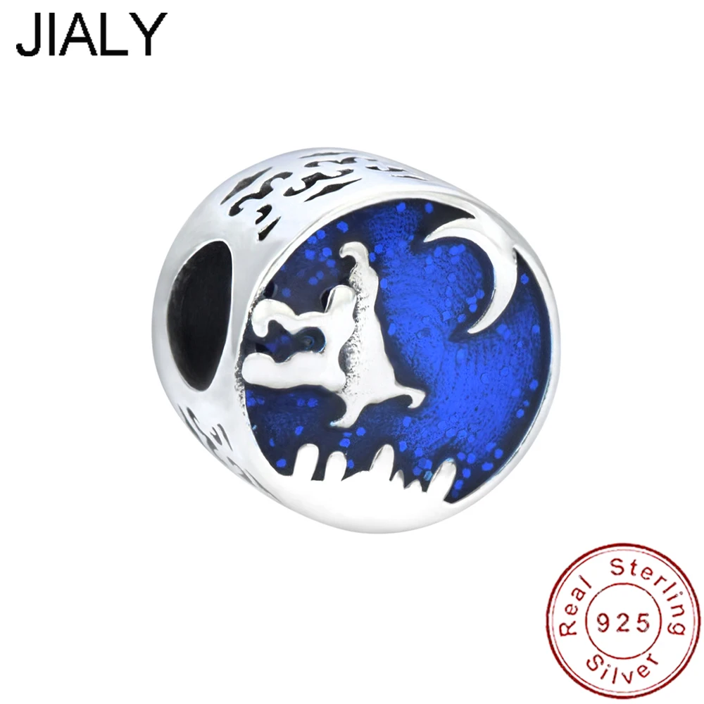

European S925 Sterling Silver Blue Moonlight DIY Charm For Original Women Bracelet Necklace Chain Jewelry