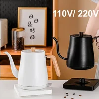 110V/220V Electric Kettle Gooseneck Hand Brewed Coffee Pot Office 304 Stainless Steel Quick Kettle Teapot Auto Power Off 800ml 1