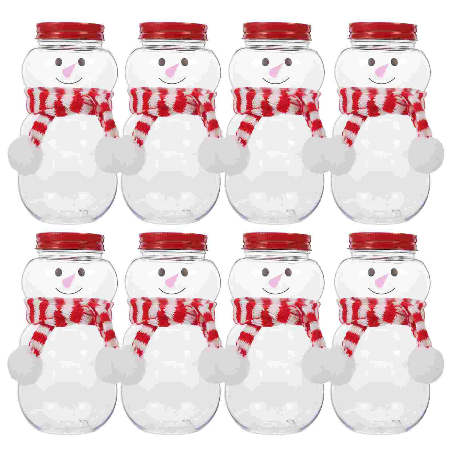 

Snowman Plastic Juice Bottles Empty Christmas Milk Beverage Bottle Mini Scarves Drink Containers Smoothies Water Bottles