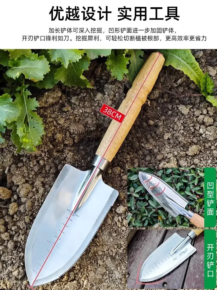 ~Small shovel Stainless steel spade Household gardening tools Plant flowers l vegetables Dig soil Dig wild vegetables Fishing