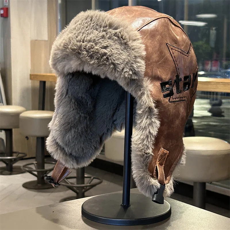 Winter Plus Velvet And Thickened Fur All In One Warm Cycling Ear Protection Hat For Men Women Outdoor Windproof Ski Pilot Hats winter hat fur hat earflap hat