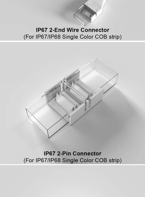 Connecteur de bande LED COB étanche IP67, largeur 8mm 10mm, PCB 2 broches, connecteurs  d'angle en L rapides sans soudure, ruban LED, joint facile - AliExpress