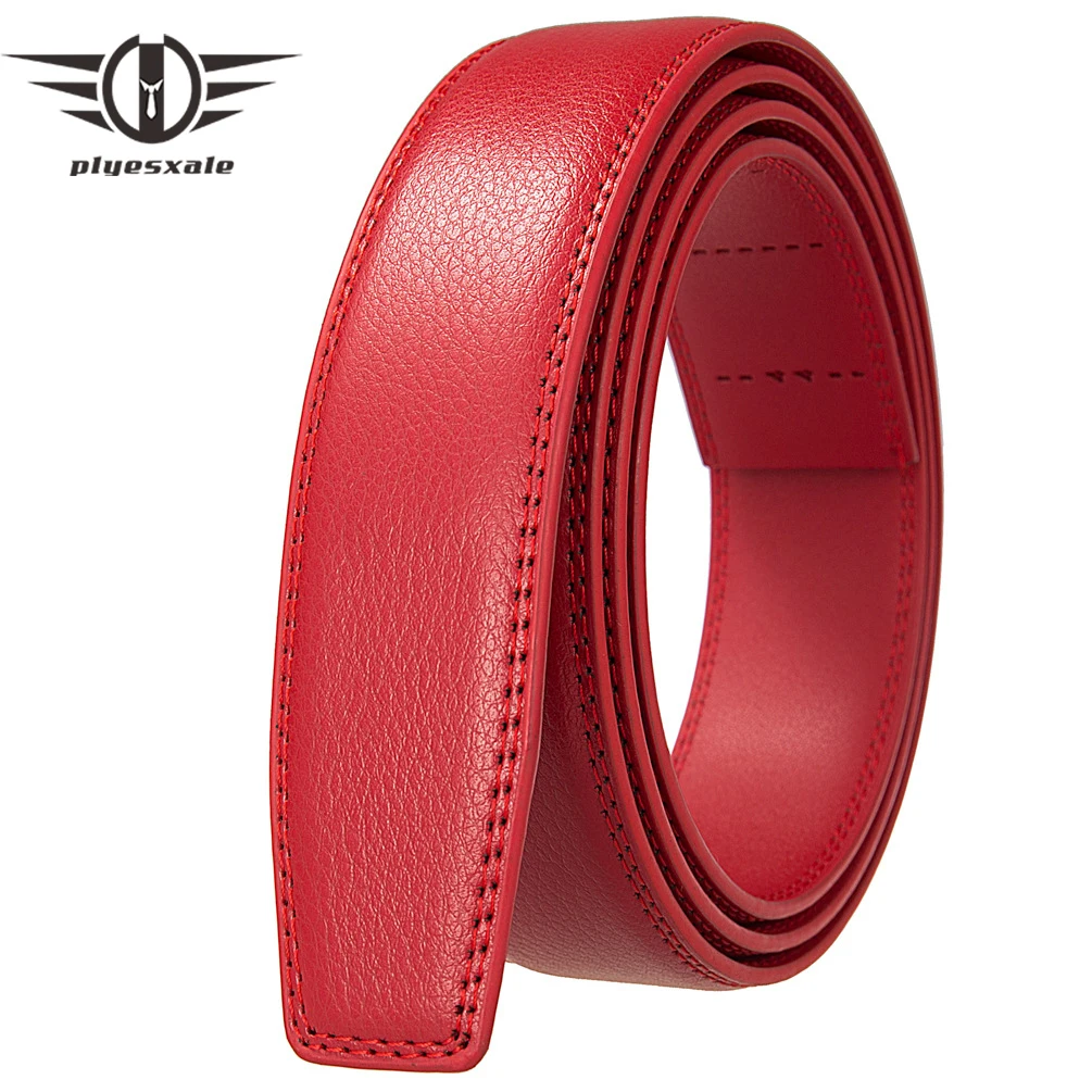 Plyesxale 35mm Width No Buckle Belt For Men Black White Coffee Red Mens