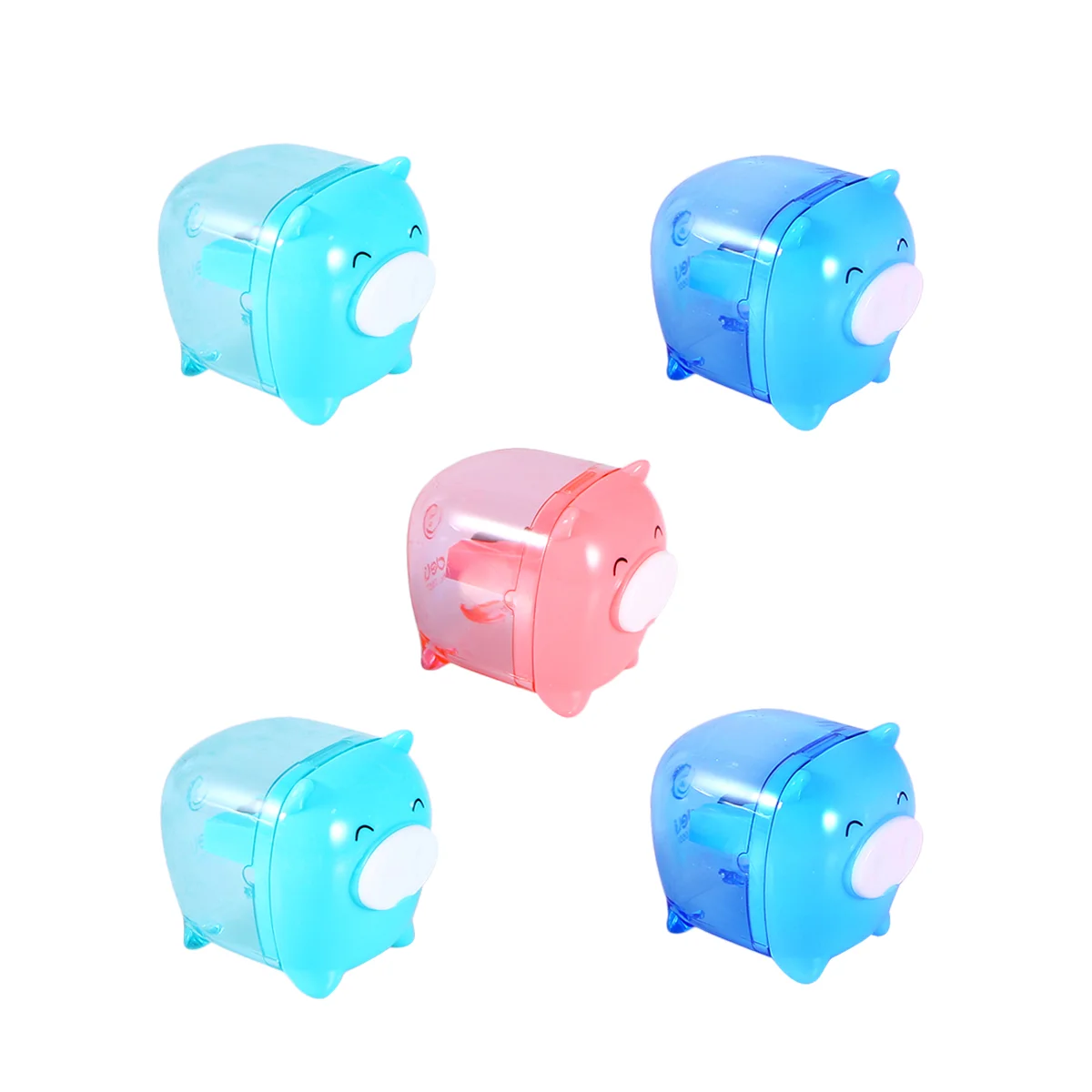 

5pcs Mixed Colors Piggy Animal Pencil Sharpener Cartoon Pig Handheld Sharpener