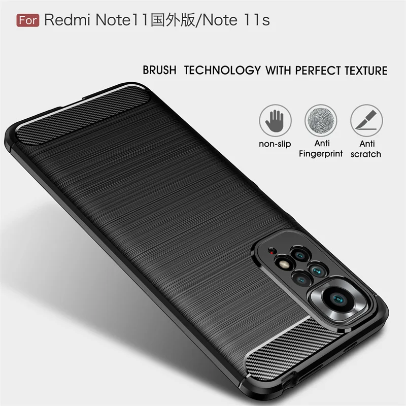 

For Xiaomi Redmi Note 11 Note11 11S Case Carbon Fiber Soft TPU Silicone Shockproof Back Cover for Redmi Note 11 Pro Phone Cases