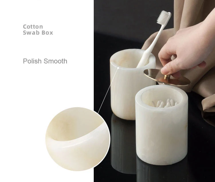 Marble bathroom accessory set components
