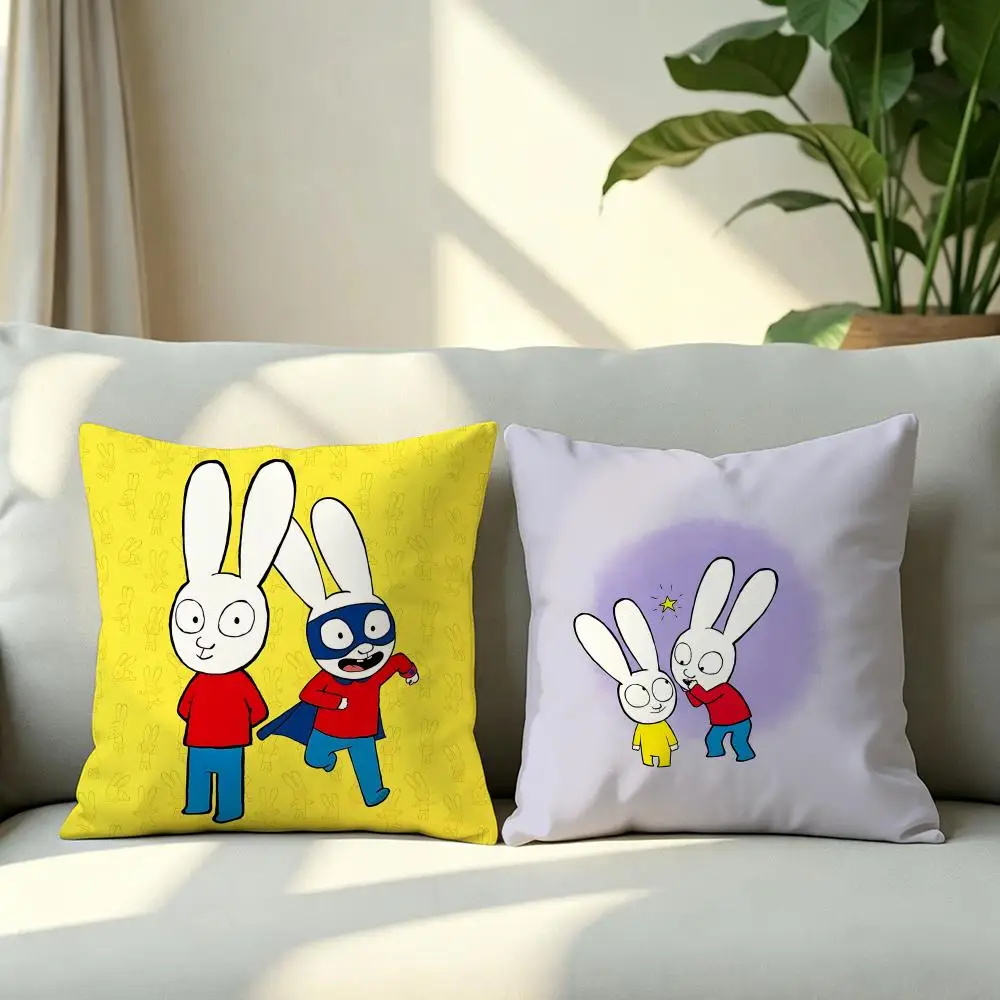 사이먼 슈퍼 래빗 쿠션 커버 4개 부드러운 플러시 쿠션 커버 40x40 45x45 소파 침실용
