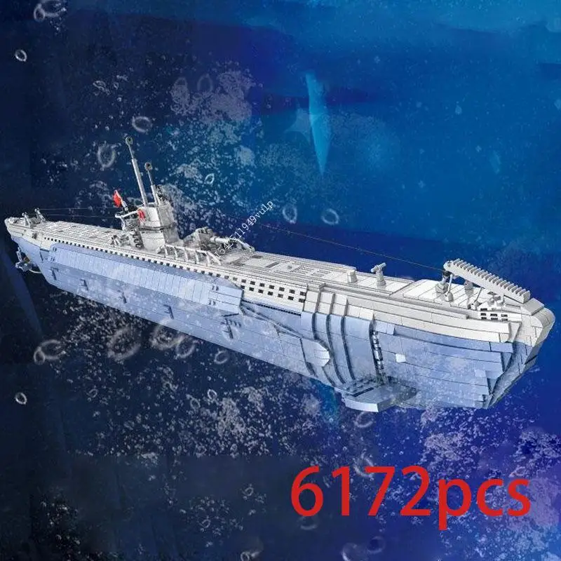6172 Particelle Military Warship Army Building Blocks Per Adulti Navy Military Nuclear Submarine Model Ww2 Arma Ship Toys Kit