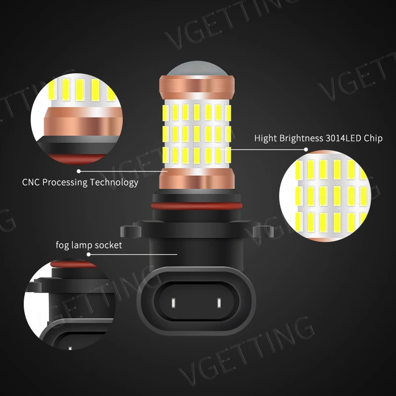 차량용 LED 안개등 방수 안개등 전구, H11, 9006, 12V, 4W, 흰색, 노란색, 빨간색, 범용 자동차 액세서리, 2 개