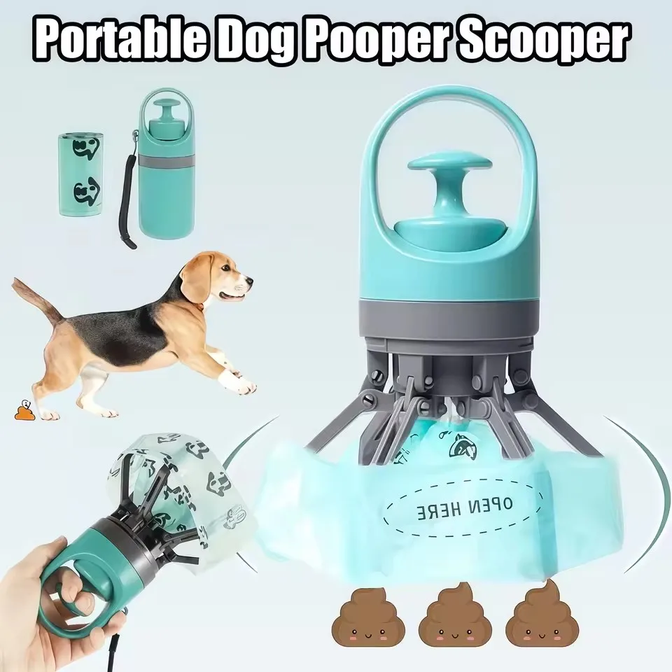 Portable Dog Pooper Scooper, Pet Waste Pick-up, Outdoor Cleaner, Built-in Garbage Bag, Handheld Pet Poop Grabber,No Touch Design Portable Dog Pooper Scooper, Pet Waste Pick-up, Outdoor Cleaner, Built-in Garbage Bag, Handheld Pet Poop Grabber,No Touch Design