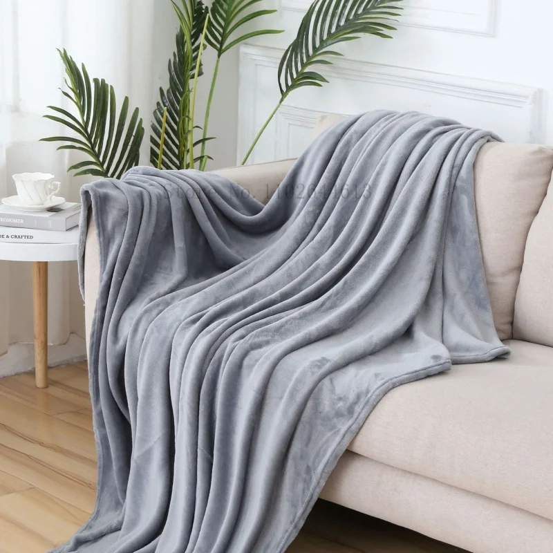 

Soft Warm Coral Fleece Flannel Blankets for Beds Faux Fur Mink Throw Solid Color Sofa Cover Bedspread Winter Plaids Blankets