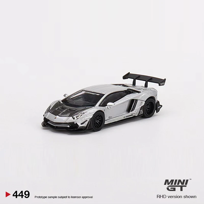 

MINI GT 1:64 Model Car Lambor Aventador Alloy Die-Cast Sport Vehicle Limited Edition #449 LHD Matt Silver