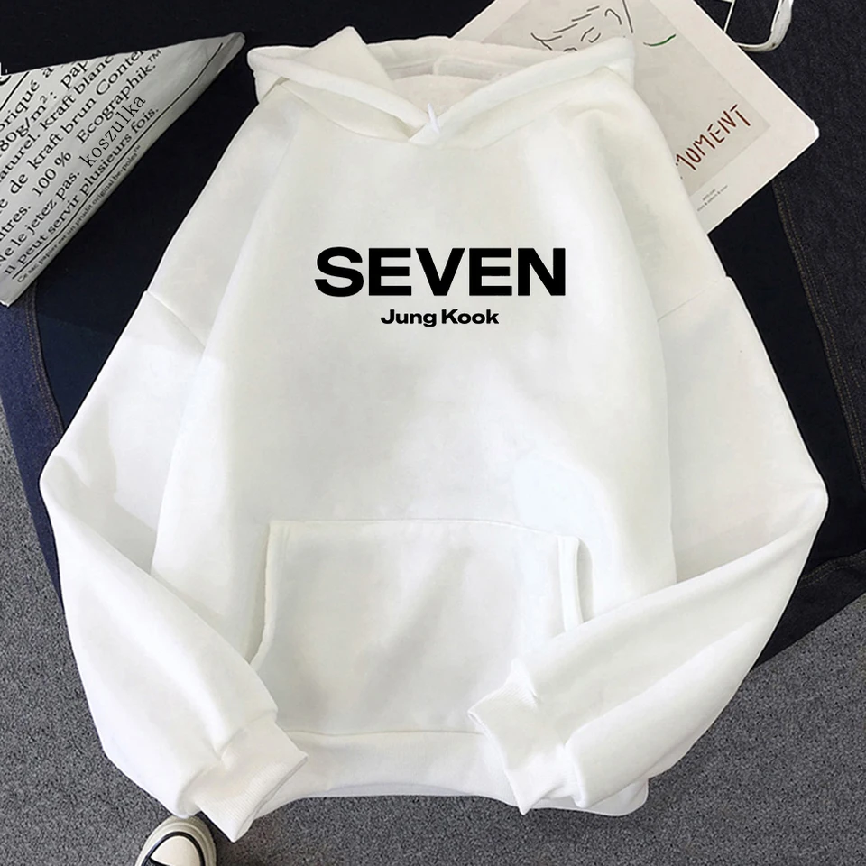 RAQUE Sweat à Capuche Hip Hop Seven Jung Kook Solo Pour Femme J-K With You Never Walk Alone Kpop Music Fans, Kpop Jk Noir, XXL