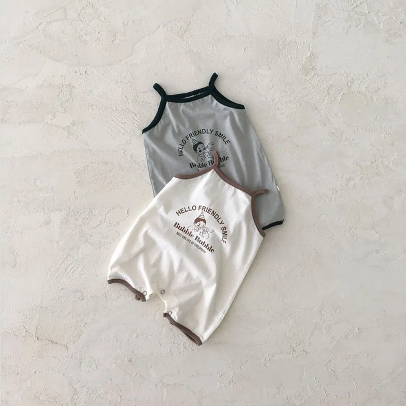 Baby Bodysuits made from viscose  Newborn Baby Boy Fashion Surfer Kid Sleeveless Jumpsuit Girl Simple Seed Cotton Thin Cool Sexy Sling Bodyusit Infant Clothes Baby Jumpsuit Cotton 