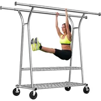 Clothes Rack Heavy Duty Loads 650LBS, Clothing Racks for Hanging Clothes, Rolling Clothing Rack With Shelves 1