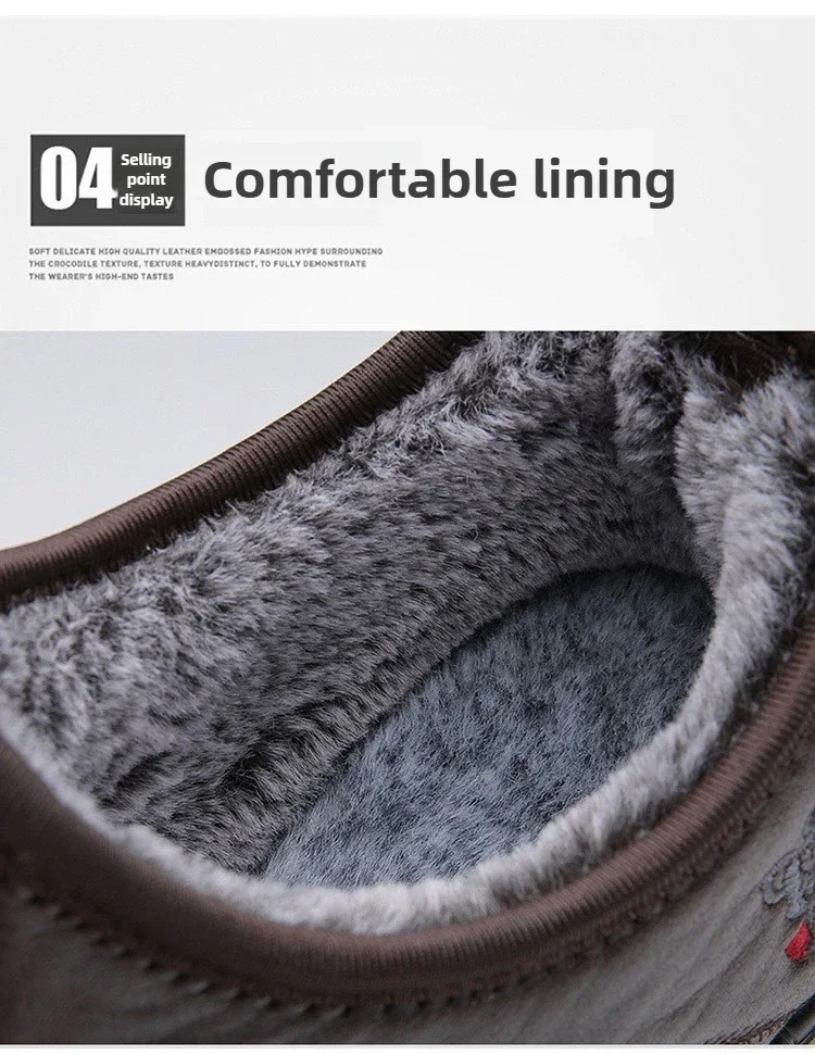 Winter Men's Boots Thick and Warm Outdoor Soft Soled Comfortable and Waterproof Walking Men's Boots Oversized Men's Work Shoes