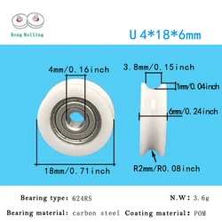 10-Pack U Groove Nylon Pulley Roller with POM Material Bearing (U4X18X6 10PCS)
