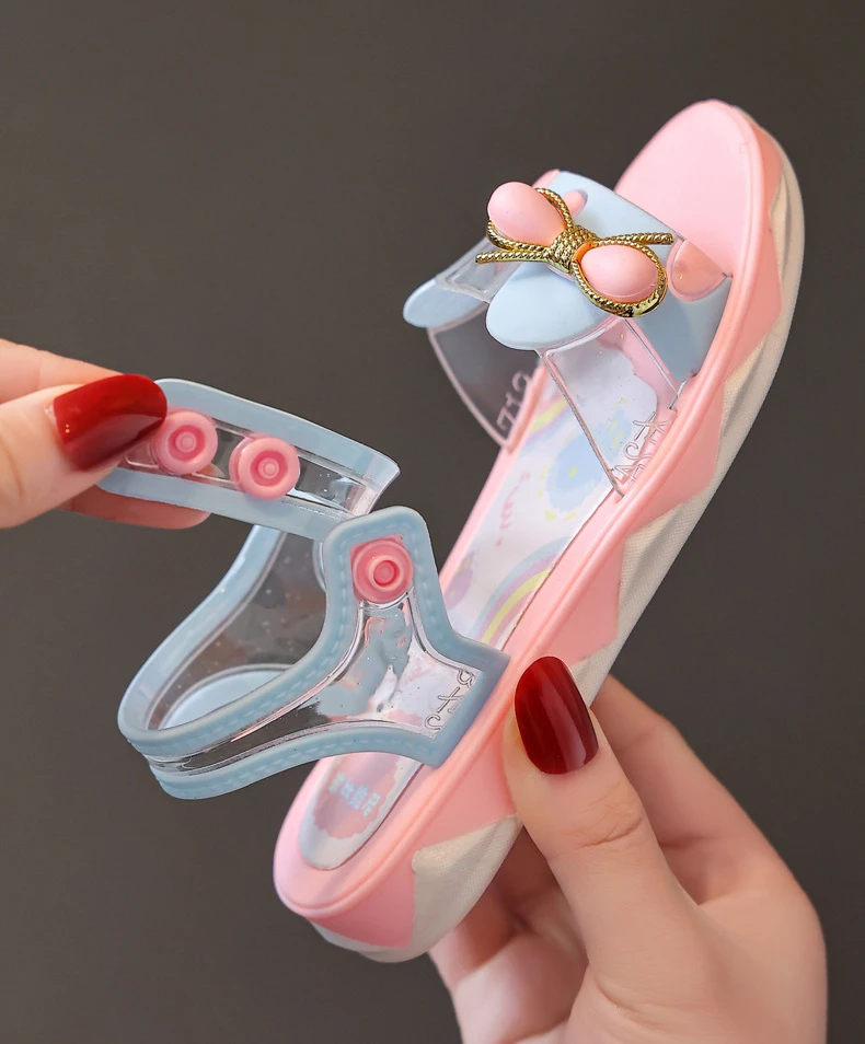 Summer Fashion Sandals For Girls Bowtie Flat Sandals 1-10 Years Children Beach Shoes Little Girl Non-slip Soft Sole Sandals Kids leather girl in boots