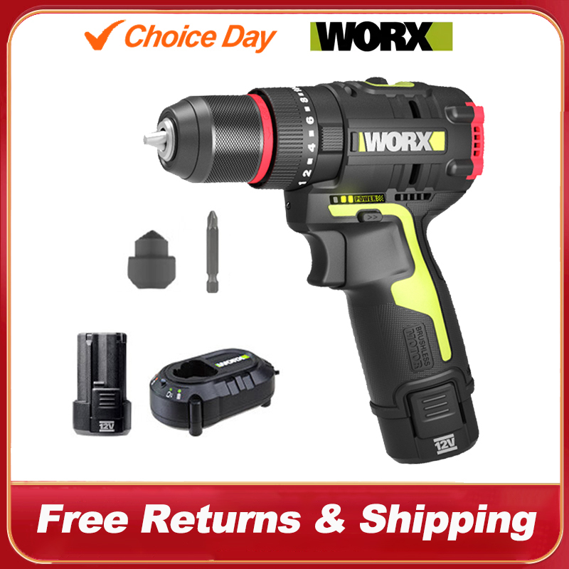 WORX WU130X 12V Cordless Electric Screwdriver Drill 40Nm Brushless Motor for Metalworking Home Lithium Battery Power Tools