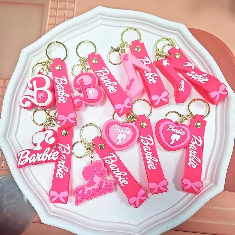 

Kawaii Barbie Key Chain 8 Styles Barbie Pink Keychains Pendants Key Holder for Women Handbag Accessorie Movie Peripherals Gift