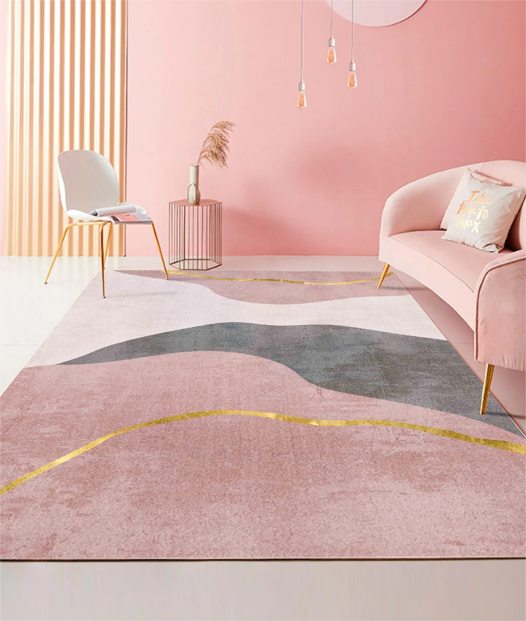 VIKAMA Moderne einfache rosa Wohnzimmer Teppich Home Decor Mädchen Schlafzimmer Bett Decke großes Sofa Couchtisch Garderobe Bodenmatte – Detail 4